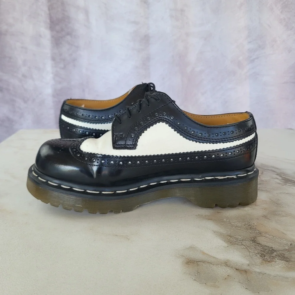 Dr. Martens 3989 Bex Long Wing Derby Two Tone Black White Size 6 Men's